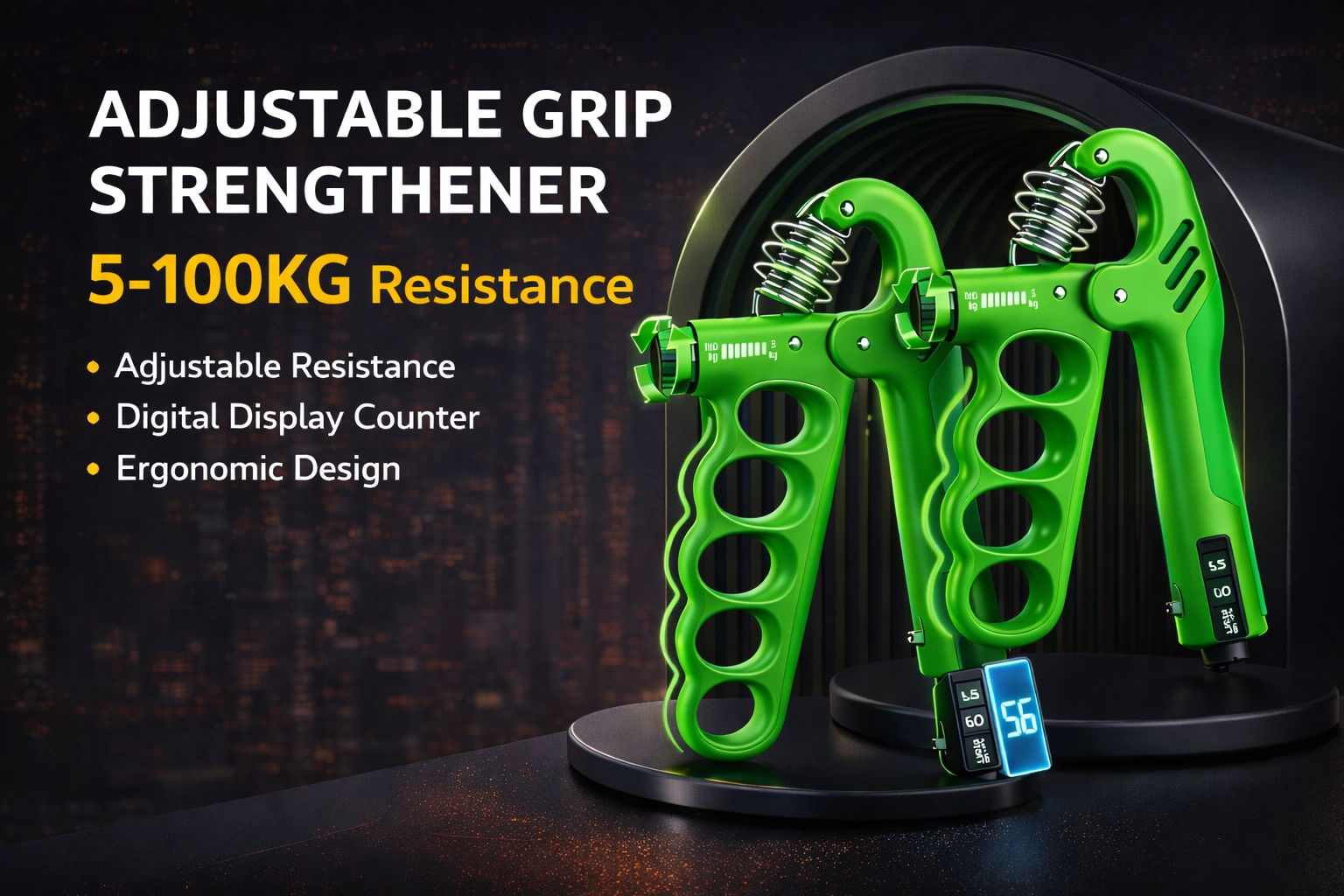 Grip Strengthener Ajustable 5–100kg con Contador | Vitafit