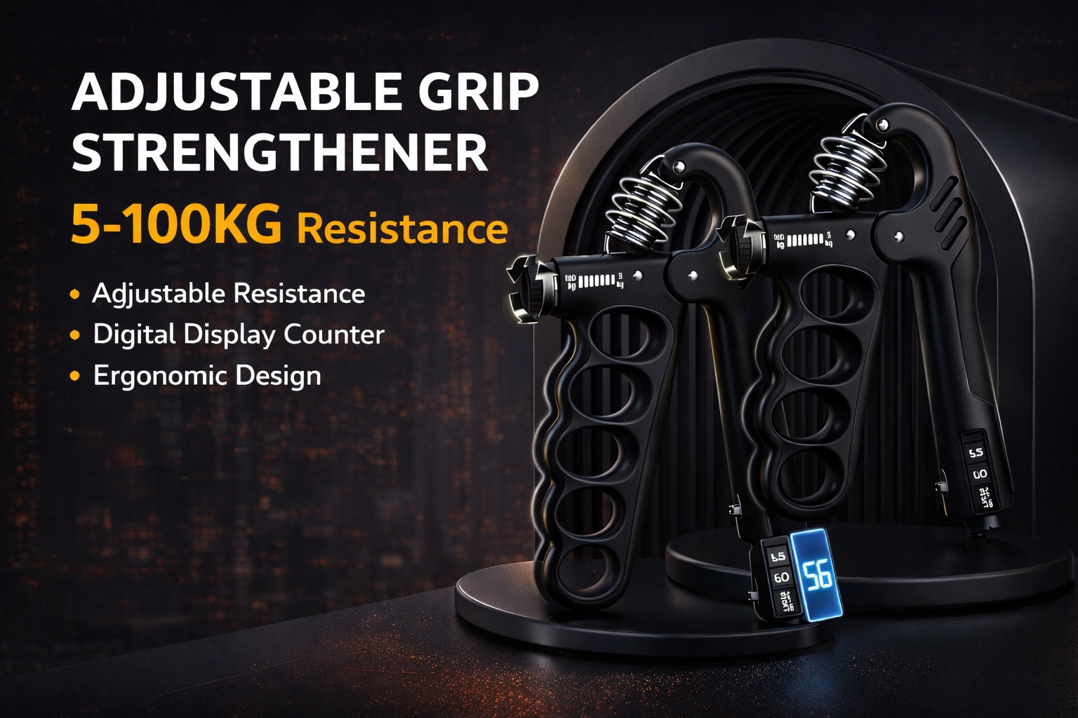 Grip Strengthener Ajustable 5–100kg con Contador | Vitafit